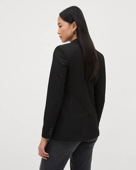 Black One-Button Wool-Blend Blazer