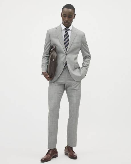 Tailored-Fit Grey Windowpane Suit Pant