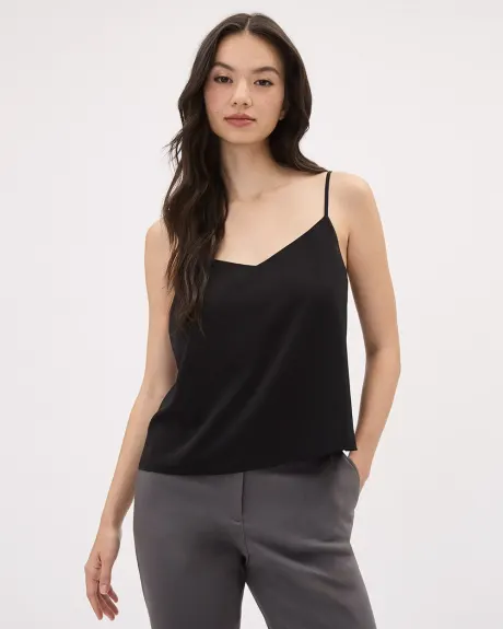 Cropped Sleeveless V-Neck Blouse