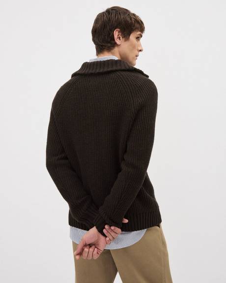 Long-Sleeve Half-Zip Mock-Neck Sweater