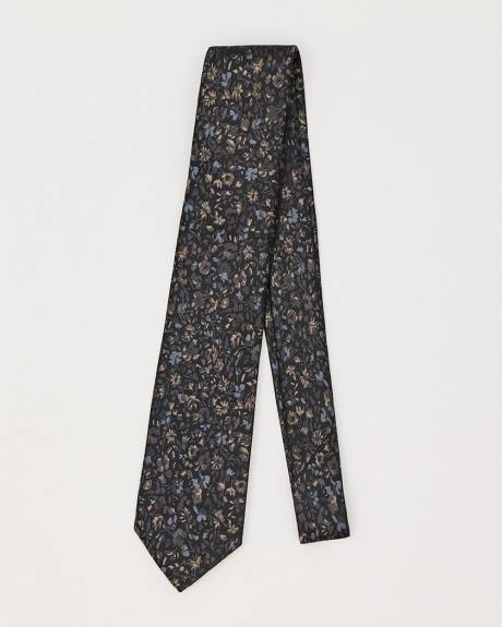 Blue Regular Tie with Floral Pattern