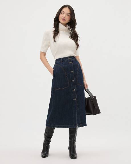 Denim High-Rise A-Line Skirt