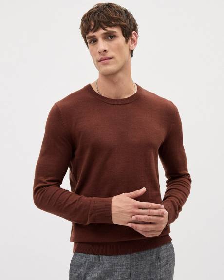 Solid Long-Sleeve Crew-Neck Sweater