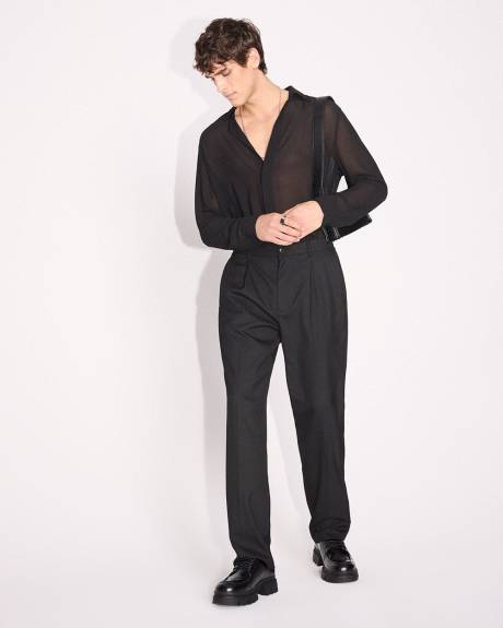 Pleated Straight-Leg Pant with Elastic Waistband