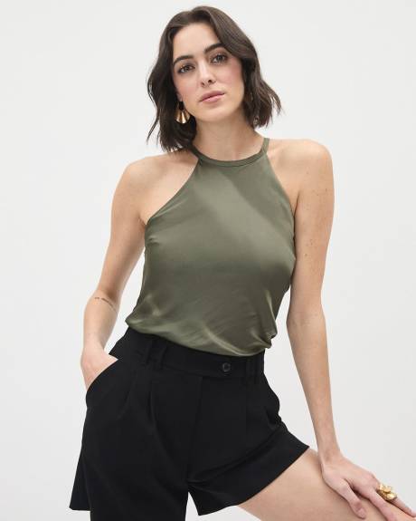 Sleeveless Halter-Neck Satin Blouse