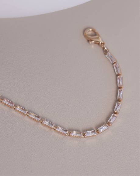 Fine Tennis Bracelet with Rectangle Zirconias