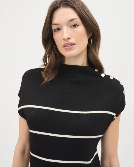 Extended-Sleeve Straight Dress with Funnel Neckline