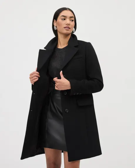 Classic Three-Button Closure Wool Coat