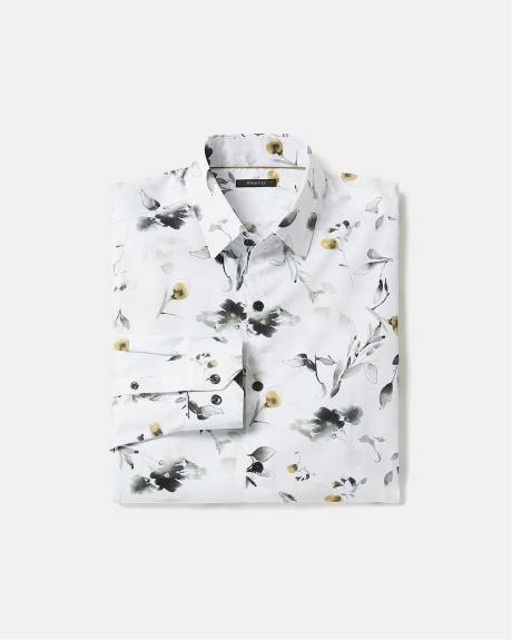 Chemise Habillée à Coupe Étroite à Motif Floral Aquarelle