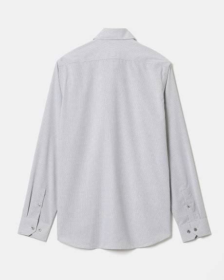 Tailored-Fit Grey Dobby Dress Shirt