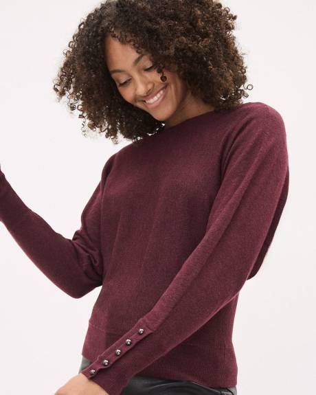 Long-Sleeve Boat-Neck Fine-Jersey Sweater