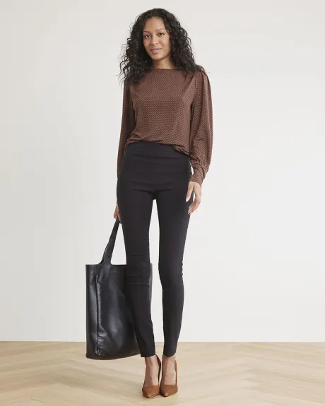 Crew-Neck Top with Long Puffy Sleeves