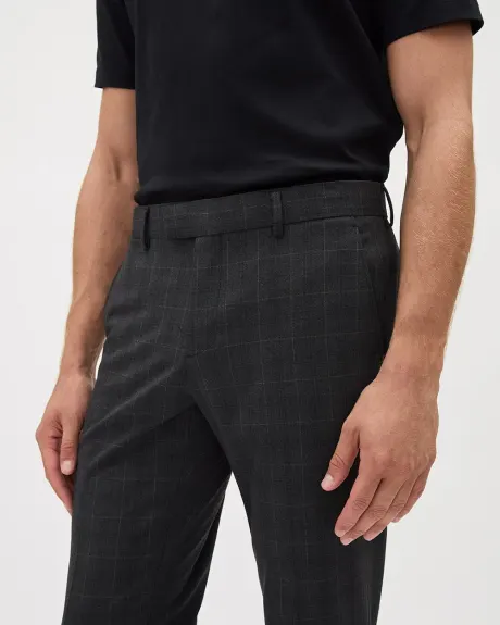 Slim-Fit Dark Grey Checkered Suit Pant