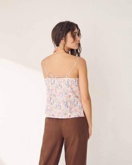 Camisole à Col carré en Mélange de Lin