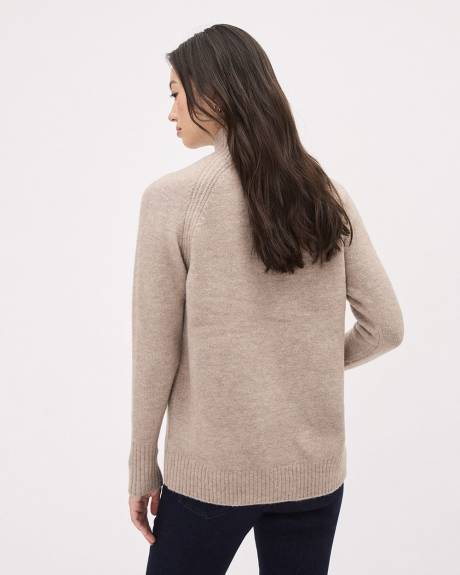 Long-Sleeve Funnel-Neck Spongy Tunic