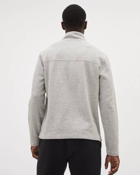 Brushed Waffle Half-Zip Mock-Neck Sweater