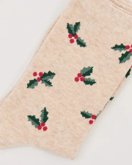 Cotton Socks with Mistletoe