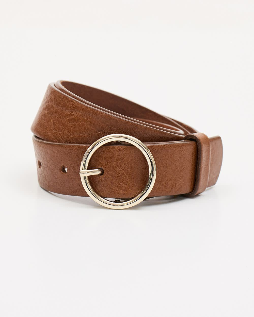 Ceinture en Cuir avec Boucle Ronde