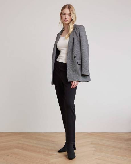 Long Double-Breasted Oversized Tweed Blazer