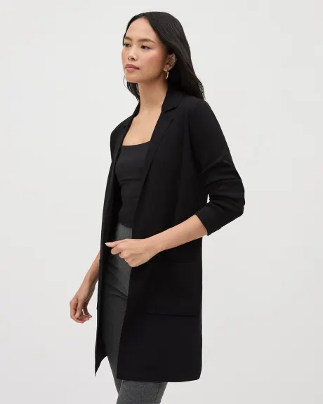 Long Knit Blazer with Open Front