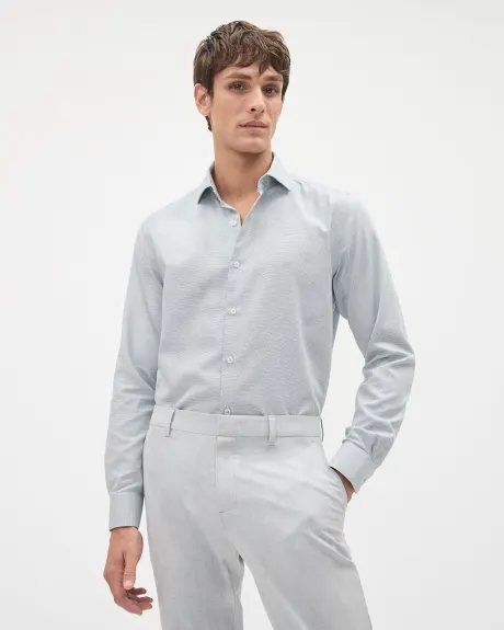 Chemise Habillée Bleue à Coupe Régulière en Dobby