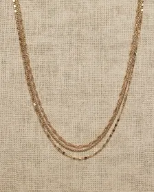 Short Triple-Chain Golden Necklace