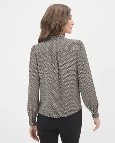 Blouse Boutonnée en Crêpe Soyeuse à Manches Longues