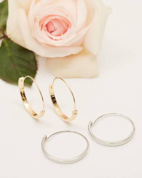 Silver and Golden Hoops - 2 Pairs