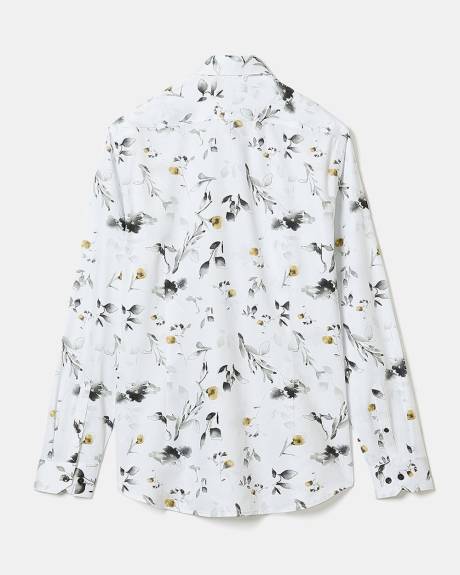 Slim-Fit Dress Shirt with Watercolour Floral Pattern