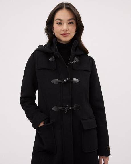 Hooded Wool Coat with Toggle Closure