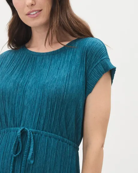 Cap-Sleeve Midi Dress with Adjustable Waist - Thyme Maternity