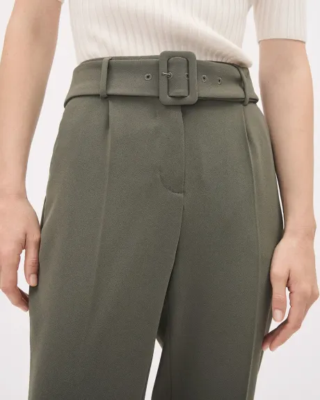 Pantalon Cheville à Jambe Fuselée et Taille Haute avec Ceinture