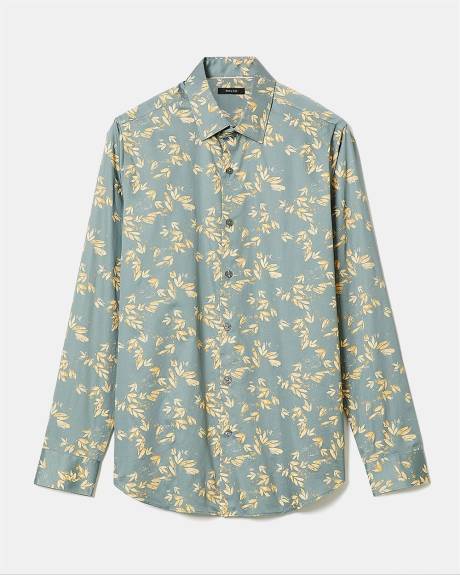 Slim-Fit Dress Shirt with Floral Pattern