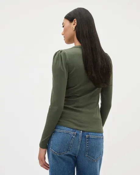 Long-Sleeve Crew-Neck Ribbed Top