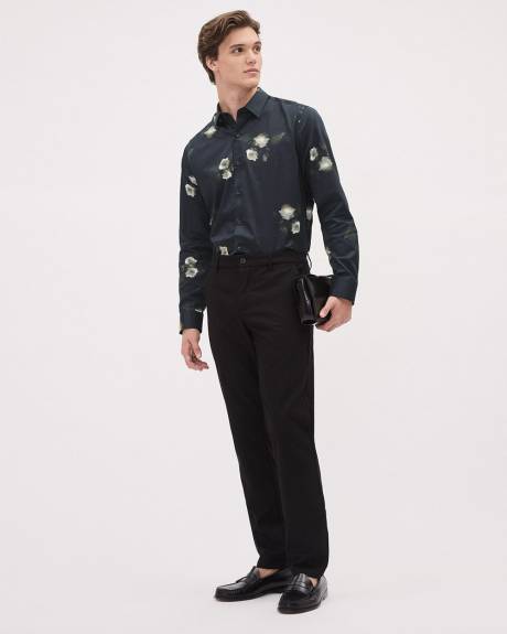 Slim-Fit Dress Shirt with Floral Pattern