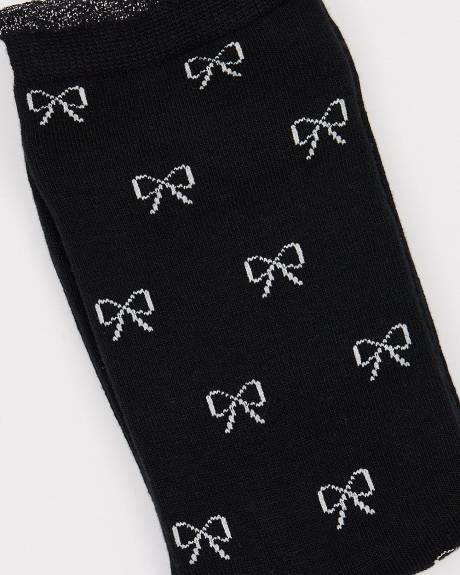 Bamboo Crew Socks with Bow Pattern