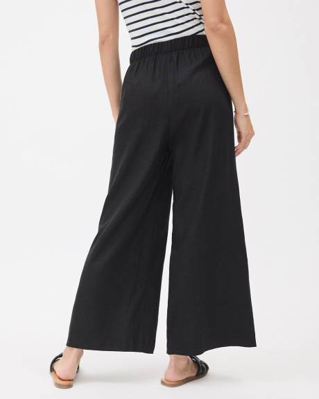 Linen-Blend High-Rise Wide-Leg Cropped Pant