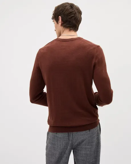 Solid Long-Sleeve Crew-Neck Sweater