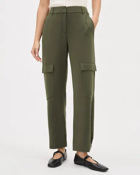 Pantalon Cargo Fluide à Taille Mi-Haute et Jambe Fuselée