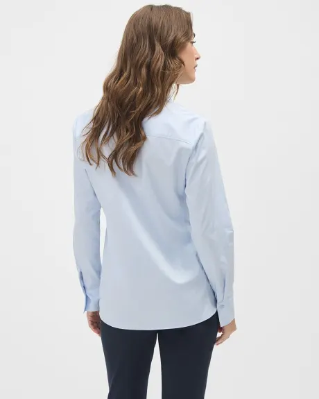 Blouse Boutonnée en Popeline à Manches Longues