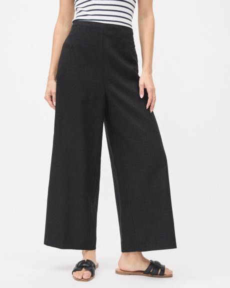 Linen-Blend High-Rise Wide-Leg Cropped Pant