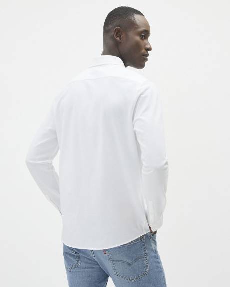 Long-Sleeve Piqué Cotton Shirt