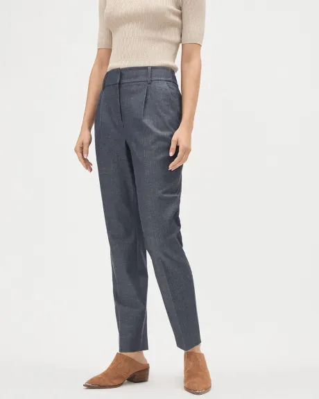 Pantalon en Chambray à Taille Haute et Jambe Fuselée