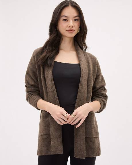 Cardigan Ouvert en Tricot Spongieux à Manches Longues