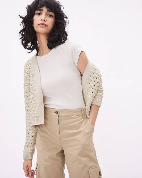 Cardigan Ouvert Classique en Mailles de Fantaisie