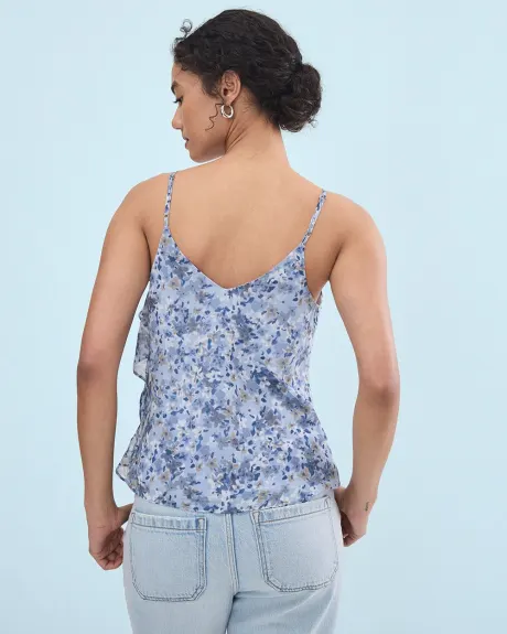 Sleeveless Blouse with Floral Pattern