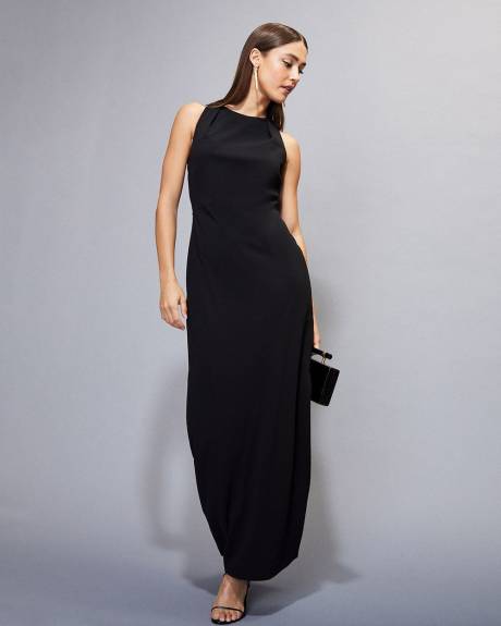 Robe Cocktail Maxi Sans Manches avec Dos Ouvert