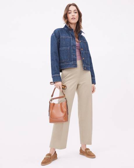 Straight-Leg High-Rise Cropped Twill Pant