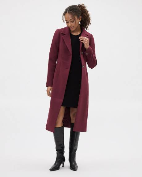 Manteau Long à Coupe Ajustée en Sergé