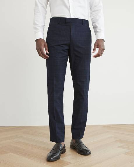 Pantalon de Complet Marine Carreauté à Coupe Étroite